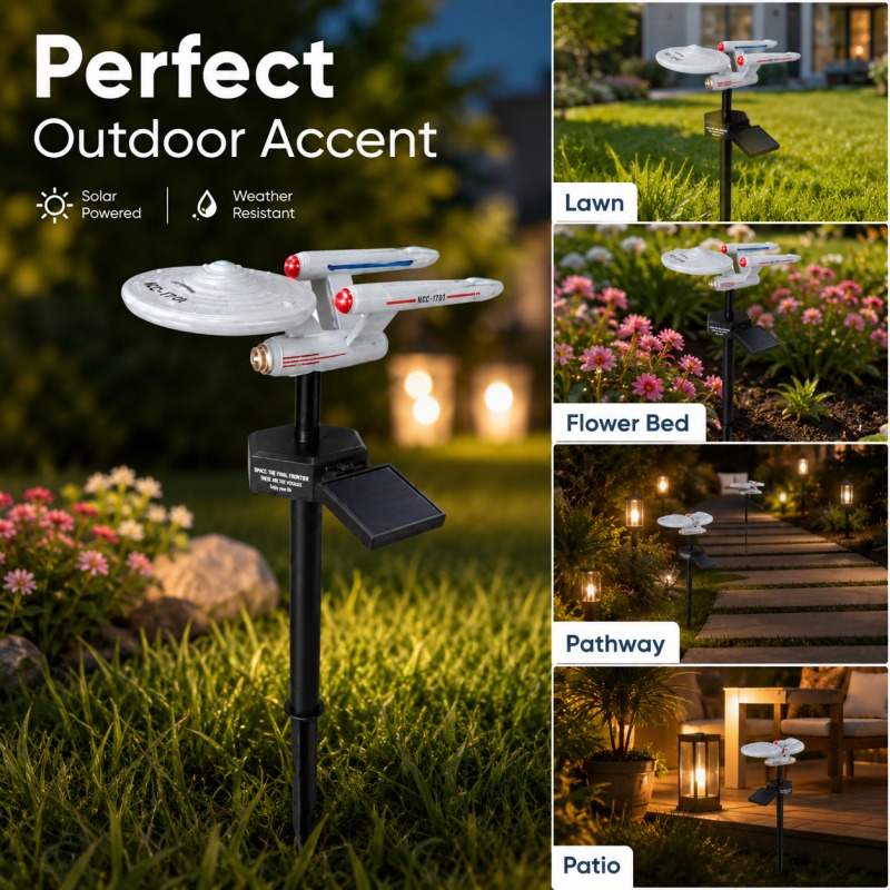 Bollard Light Garden - Star Trek USS Enterprise Solar Garden