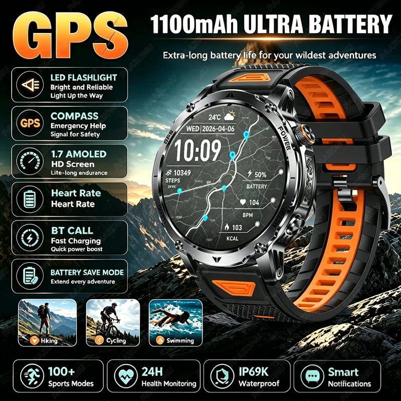 Outdoor Lighting Smart Controller - GPS Outdoor Military Smart Watch Men