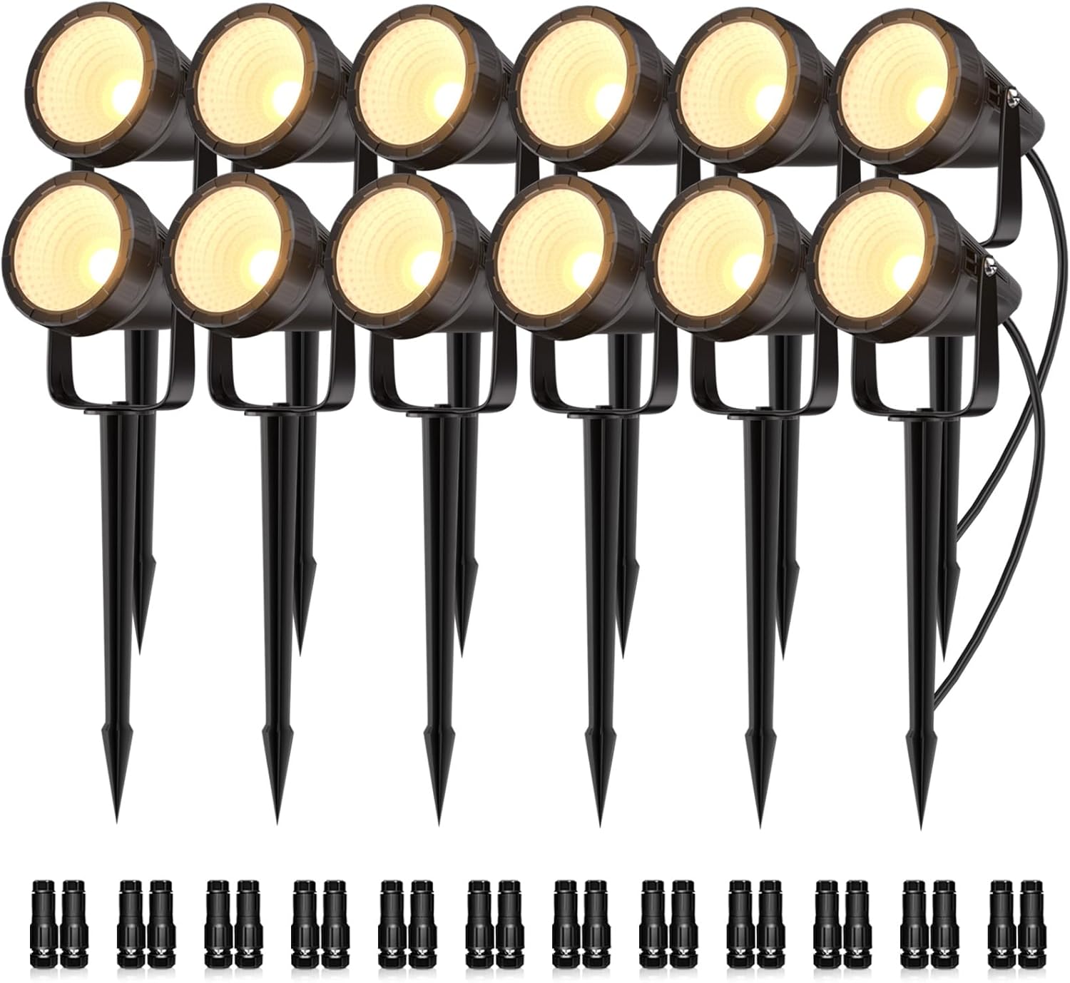 Outdoor Lighting Connectors - 12-Pack Waterproof Outdoor Spot Lights, 7W10W