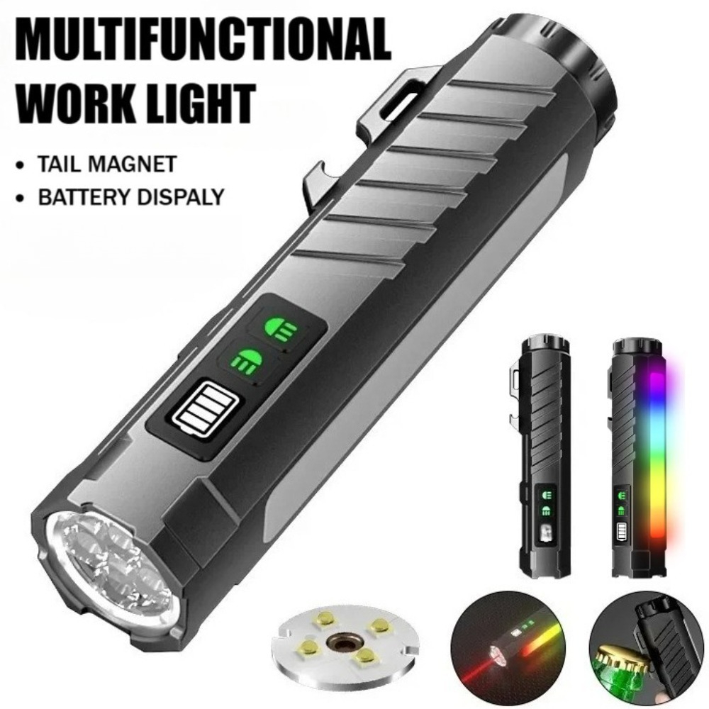 Outdoor Lighting Panel - Multifunctional Strong Light LED Flashlight Rechargeable