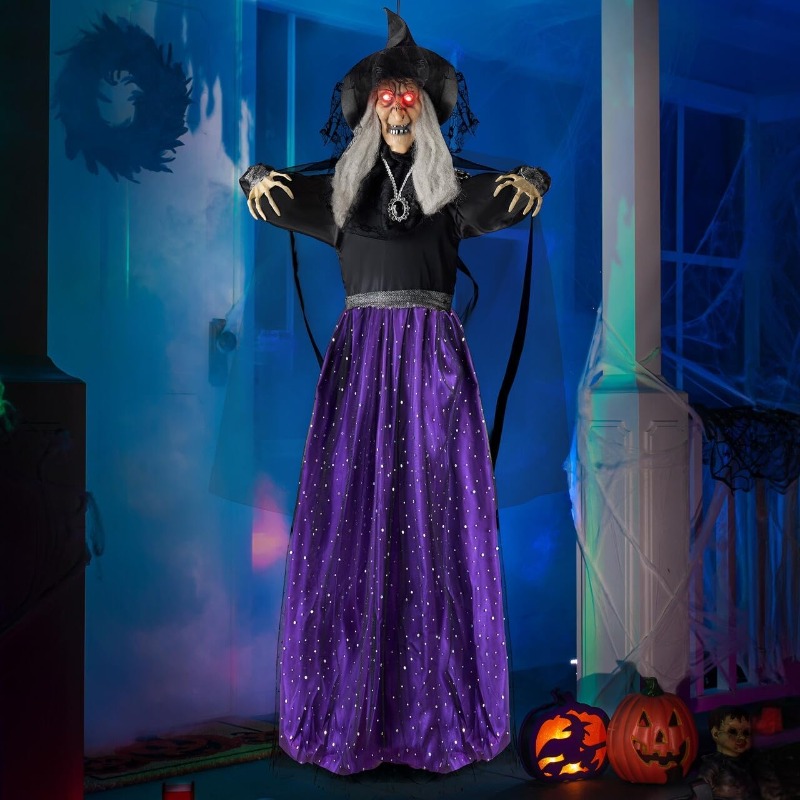 Bollard Light Garden - 47'' Animated Witch Halloween Decorations Outdoor