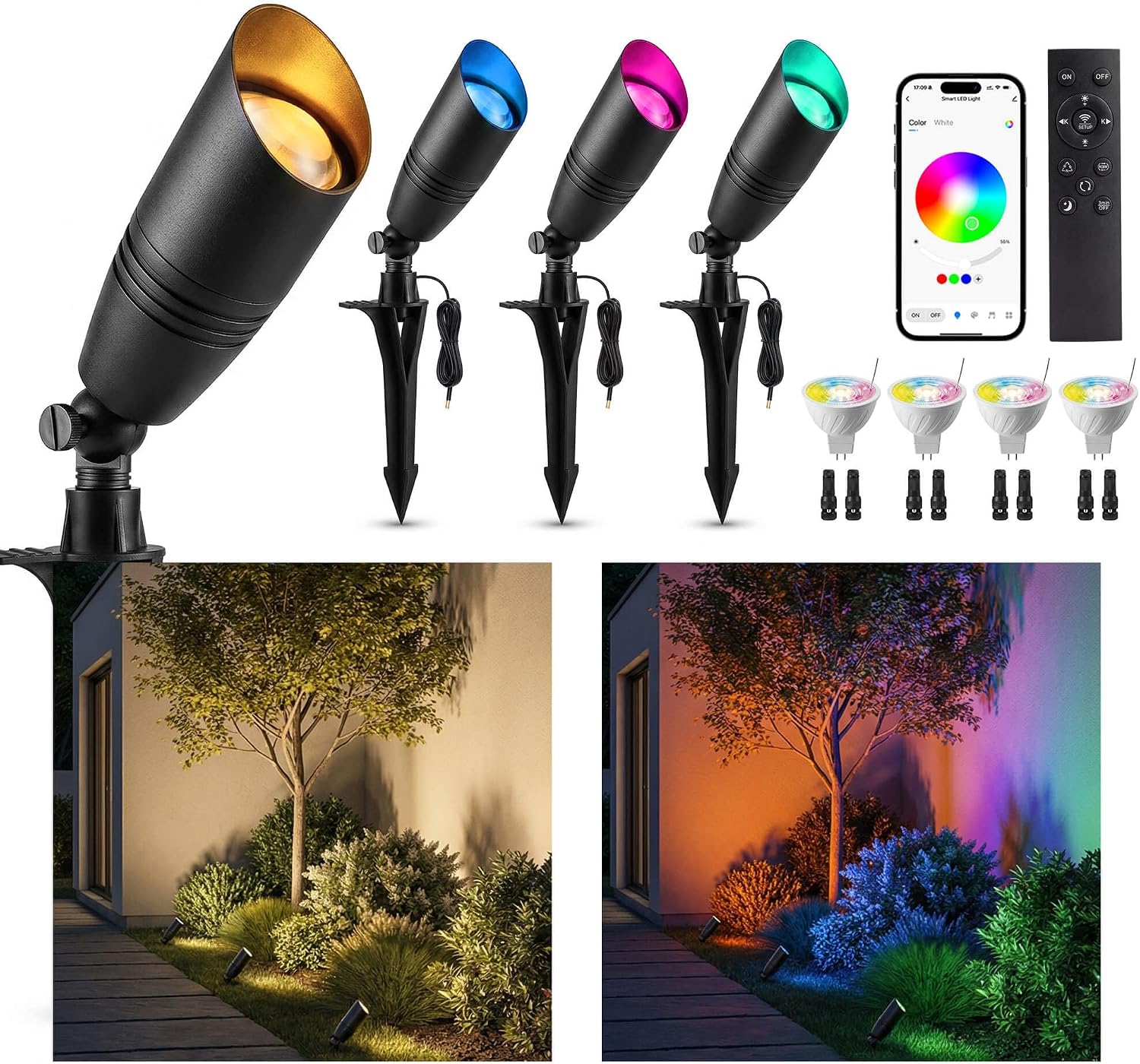 Outdoor Lighting Low Voltage - Low Voltage Outdoor RGBCW Landscape Spotlights