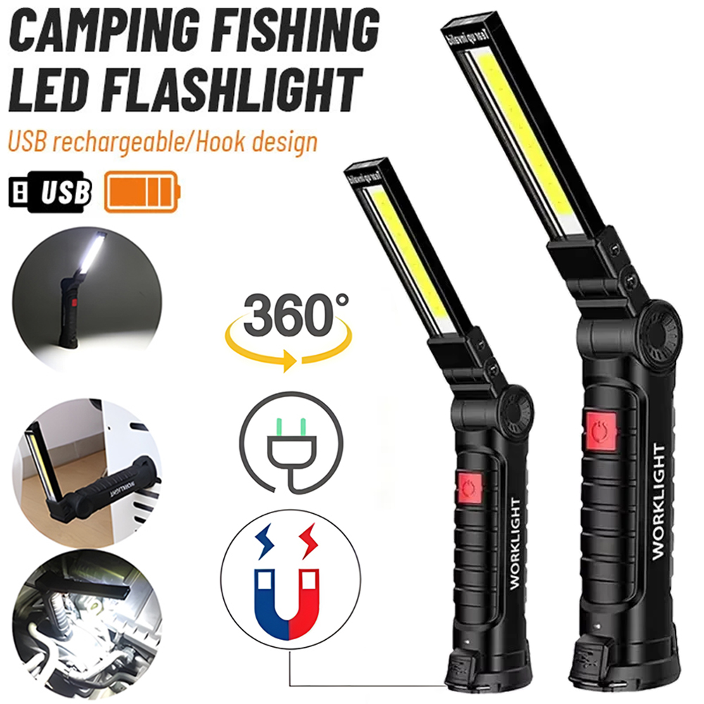 Outdoor Lighting Bollards - LED COB Flashlight USB Rechargeable Torch