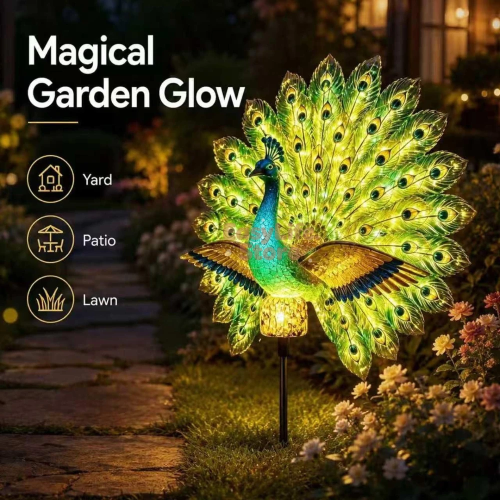 Solar Peacock Garden Sculpture - Outdoor Lighting Ground recension och pris