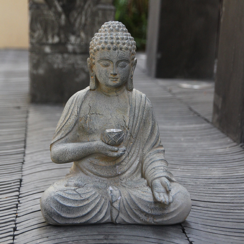 Resin Solar Buddha Statue Scul - Bollard Light Garden recension och pris