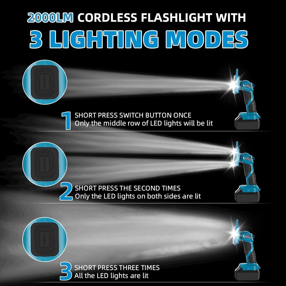 18W 2000LM Cordless LED Flashl - Outdoor Lighting Jobs recension och pris