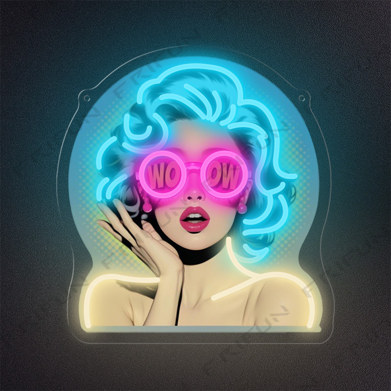 WOW Curl Girl Neon Sign UV Pri - Outdoor Lighting Decor Wow recension och pris
