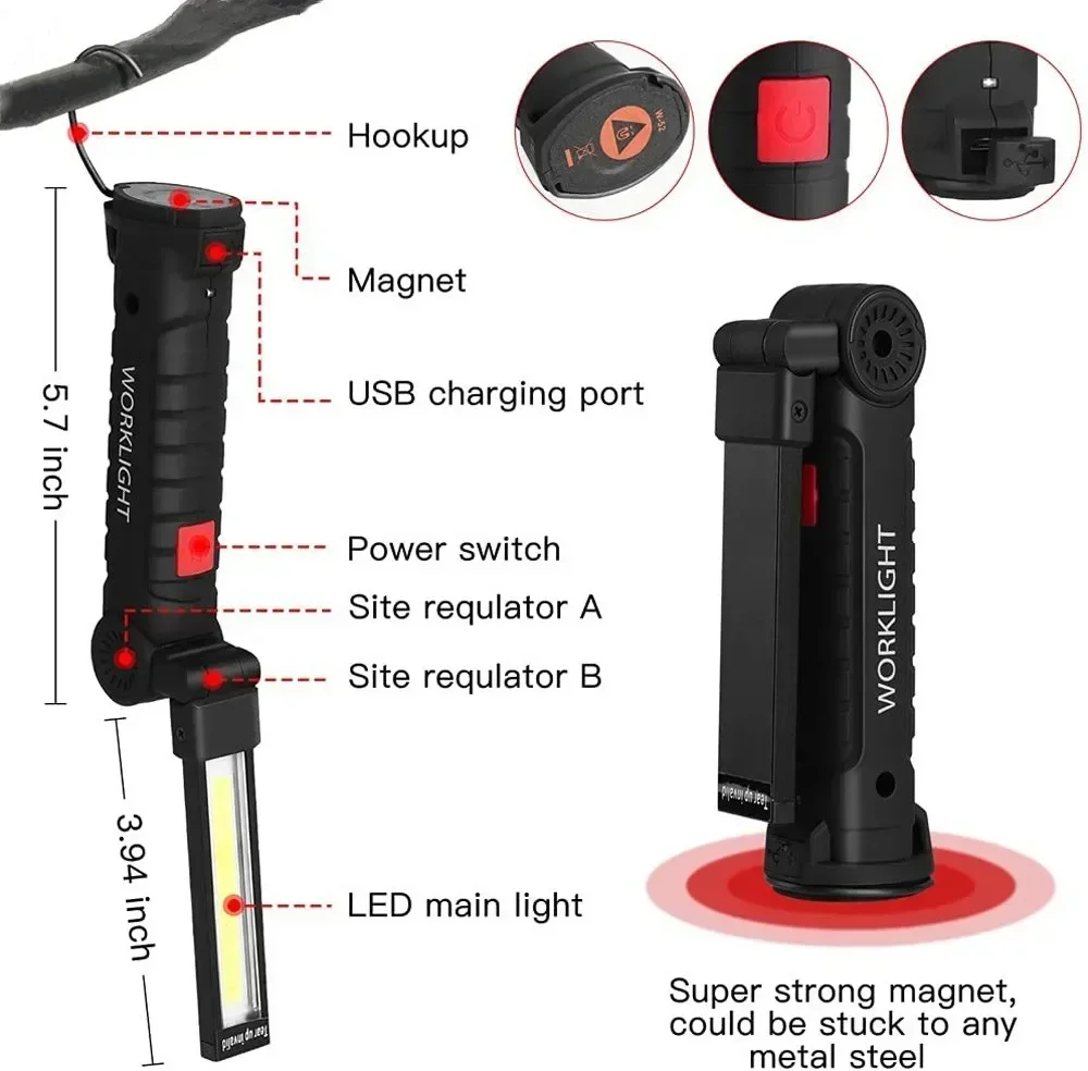 LED COB Flashlight USB Recharg - Outdoor Lighting Bollards recension och pris